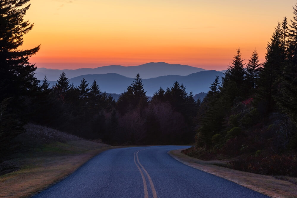 A view of the North Carolina mountains from a road leading from a local mountain town