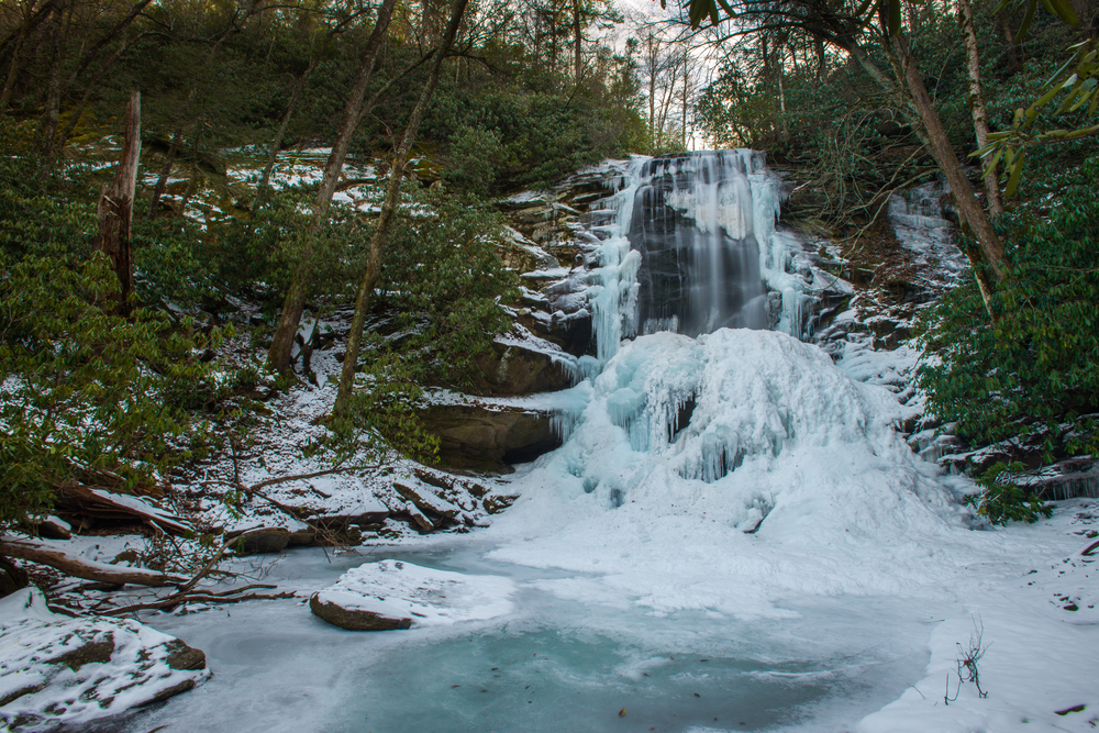 Frozen waterfall in Jackson County North Carolina